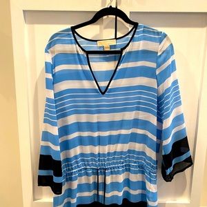 Michael Kors blue/white stripes flowy top